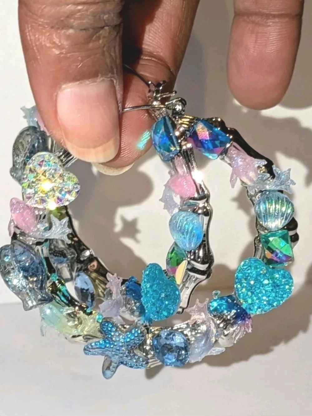 Sea Treasures-Hand Crafted Large Hoop Earrings